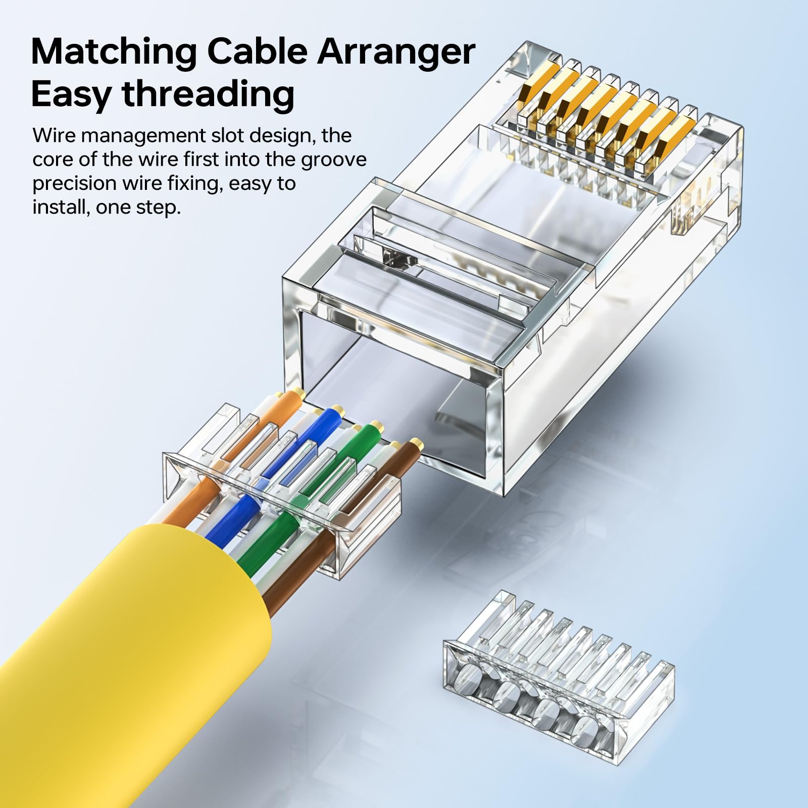 Cncob Cat6 Connector Rj45 Connectors 100Pcs Utp 8P8C Rj45 2 Pieces Load Bar Modular Plug Gold Plated Durable And Strong Connecti