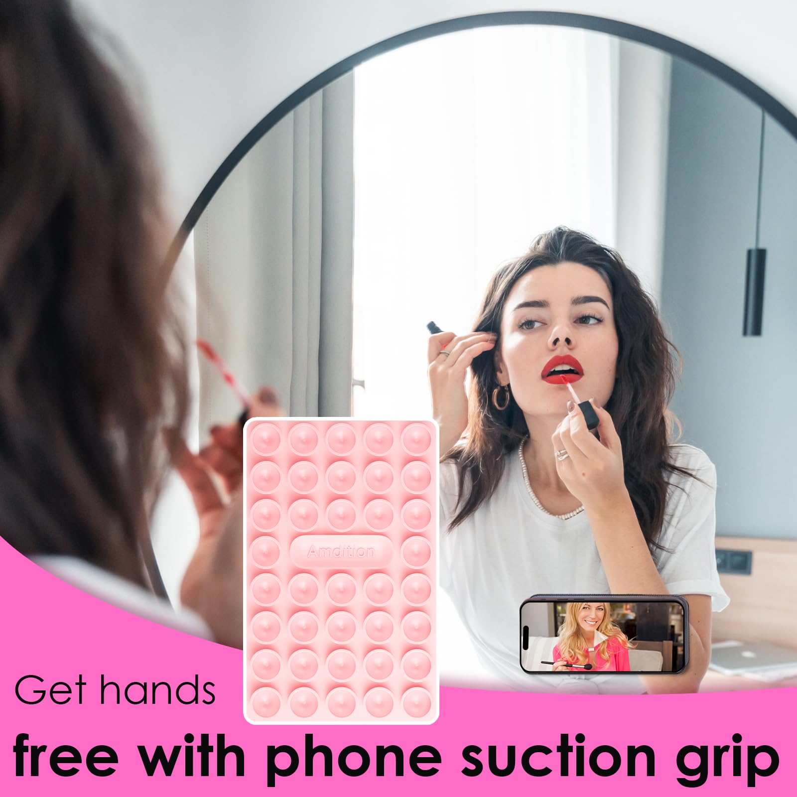 Royviva Silicone Suction Cup Phone Case Mount Double Sided, Phone Accessories Hands-Free Strong Grip Holder For Selfies And Vide