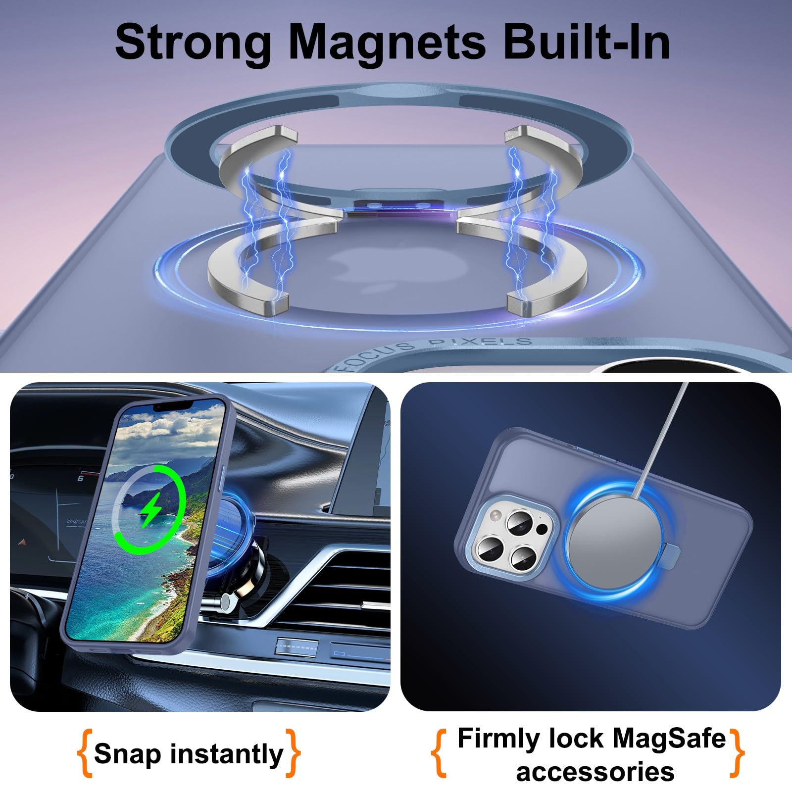 Lufanbis Magnetic For Iphone 13 Pro Case With Ring Stand, Slim Translucent Matte Back Shockproof Phone Case For Iphone 13 Pro 6.