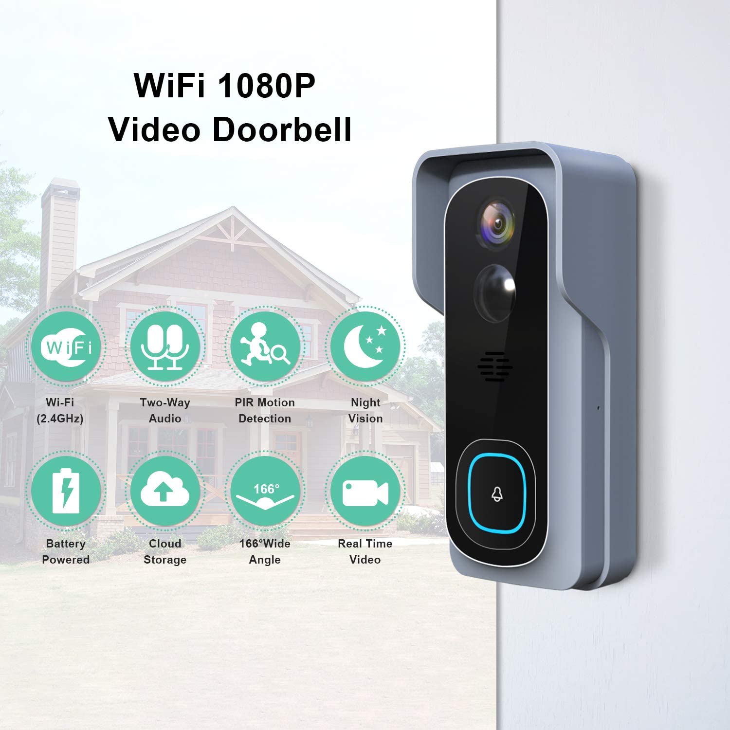 ***DISCONTINUED*** Silarius SIL-DOORBELL2MPBSDB 2MP, WiFi Battery Powered Smart Doorbell Camera + Chime (Outdoor IP65), Cloudedge app , includes 32GB MicroSD card