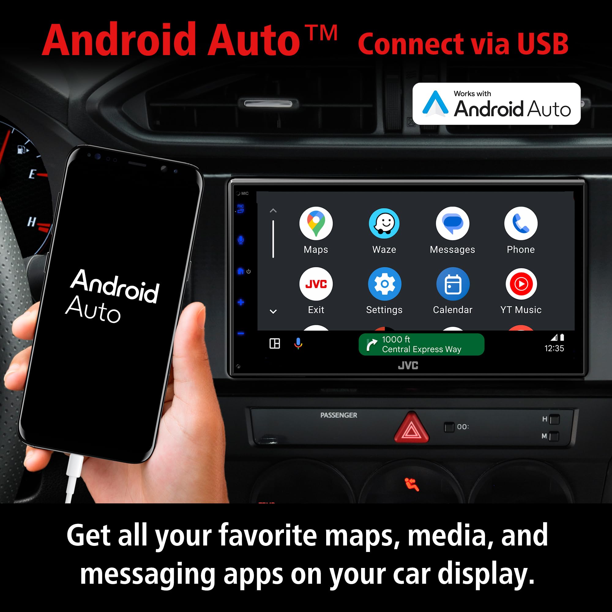 Jvc Kw-M595Bt Digital Car Stereo (50W X 6-Ch), Apple Carplay & Android Auto Compatible, Bluetooth-Enabled Head Unit With 6.8 Lcd