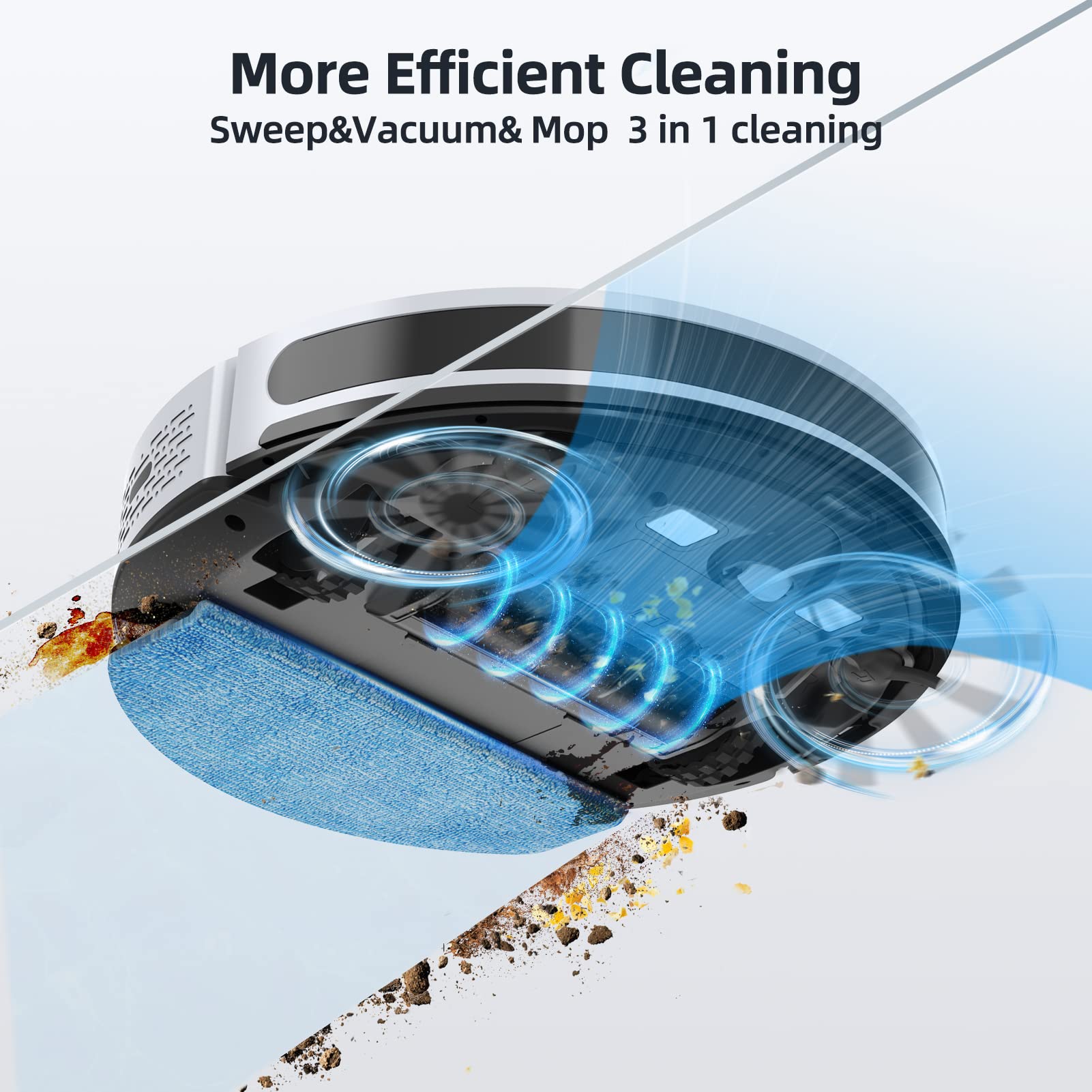 Honiture Robot Vacuum And Mop Combo, 4000Pa Strong Suction, G20 Robot Vacuum Cleaner With Self Charging, 150Mins Max, App&Remote