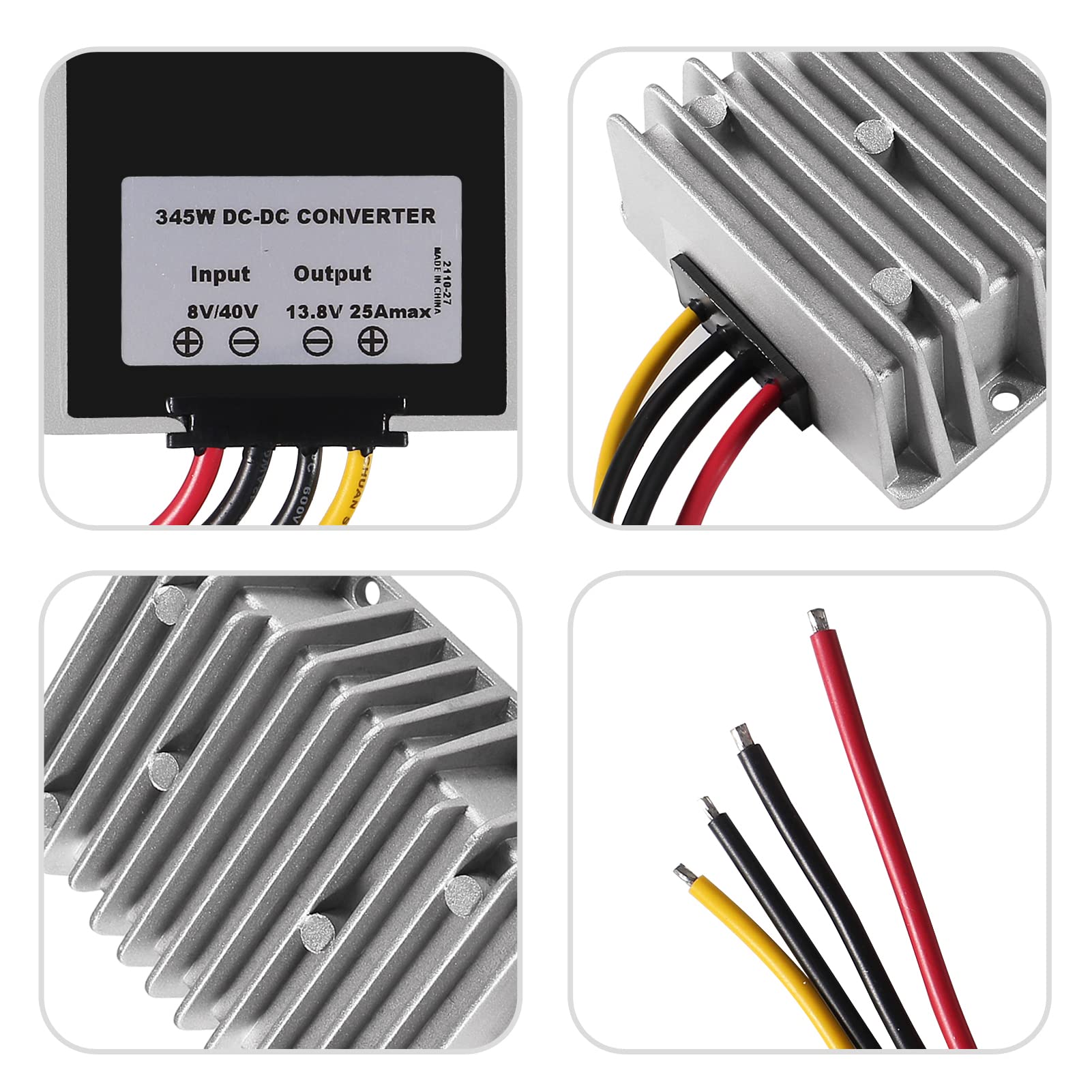 Aediko Dc Voltage Reducer Converter Dc 8V 40V To 13.8V 25A 300W Reducer Power Converter Waterproof Regulator Module Transformer