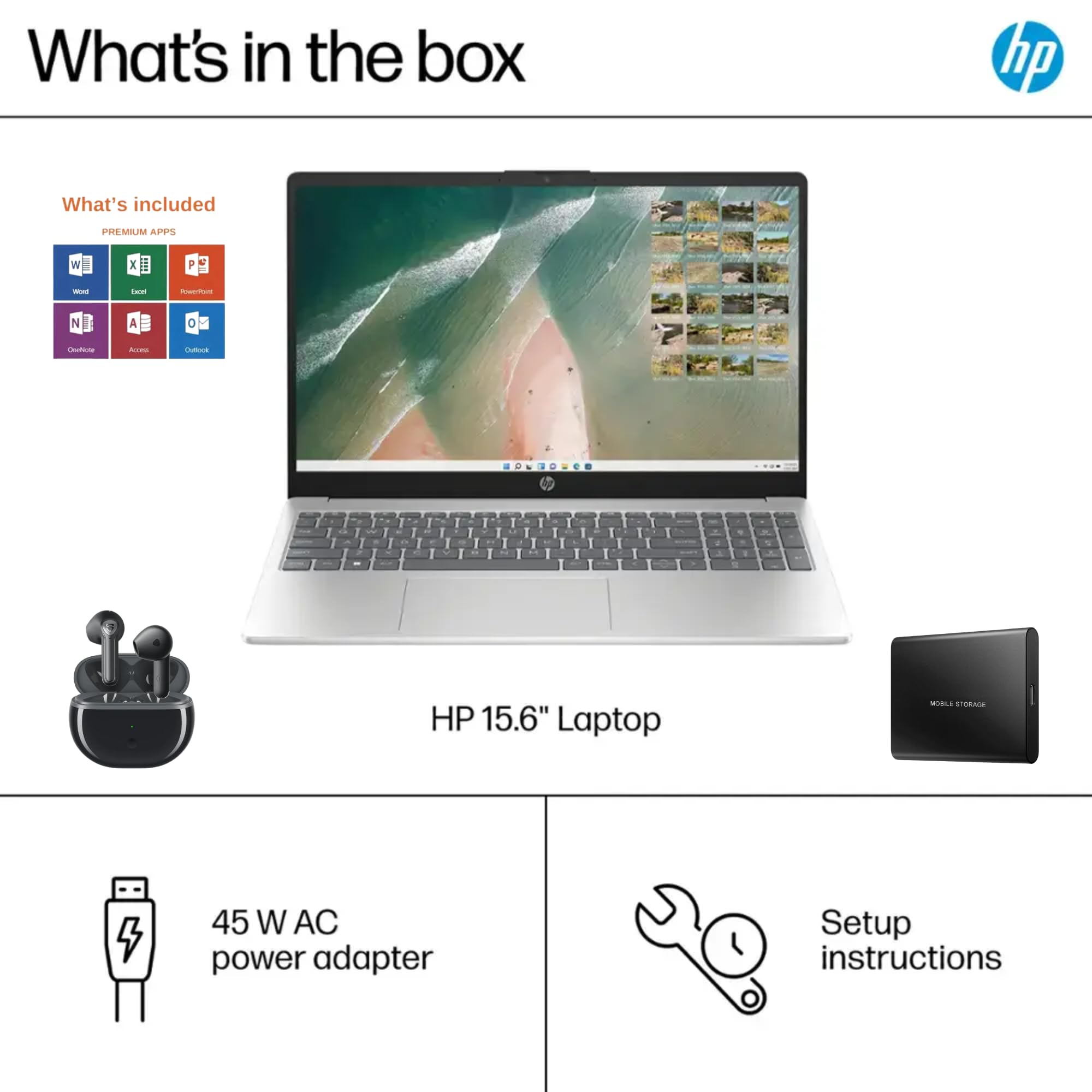 Hp 15.6'' Touchscreen Laptop With Pre-Installed Office 365, 32Gb Ram, 1Tb Storage(512Gb Ssd And 512Gb External), Intel 6-Core I3
