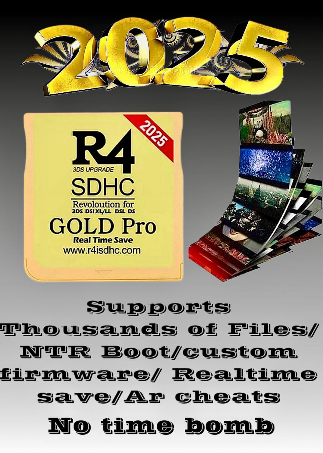 R4 Sdhc Gold Pro Adapter With 32 Gb Micro Sd With Ys Menu With 500 In 1 Will Work On Ds Dsi Dsixl 2Ds 2Dsxl 3Ds 3Dsxl