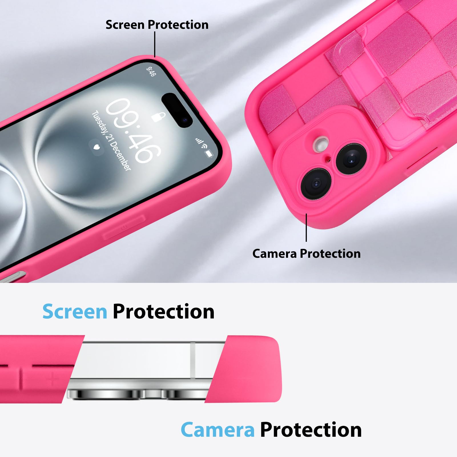 Kanghar Compatible With Iphone 16 Plus Case, Wallet Silicone Checkered Cute Pattern, Card Holder Camera Protection Soft Slim Sho