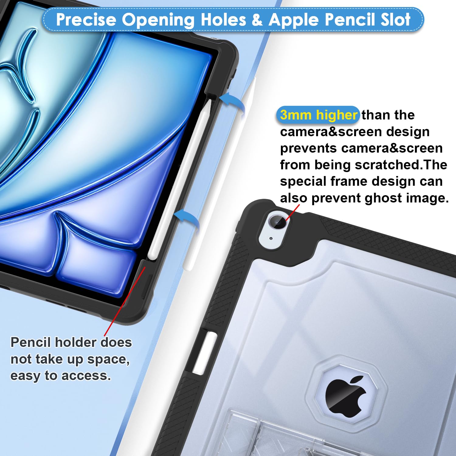 Zonefoker For New Ipad Air 13 Inch Case 2024 M2, 13'' Ipad Air Case 6Th Gen 2024 13 Inch Slim Cover With Pencil Holder Heavy Dut