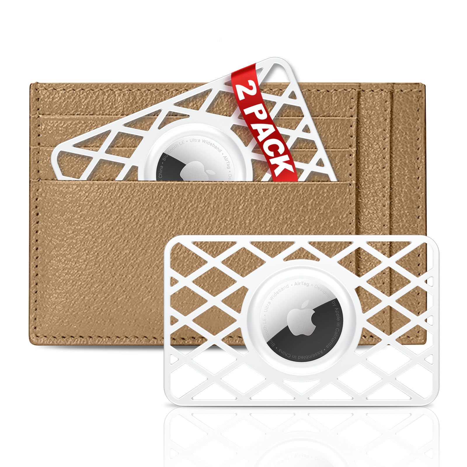 Supfine 2 Pcs Airtag Wallet Case,Slim Card Case Holder For Airtag,0.1 Inch Thickness Ultra Thin Air Tag Holder For Purse, Handba