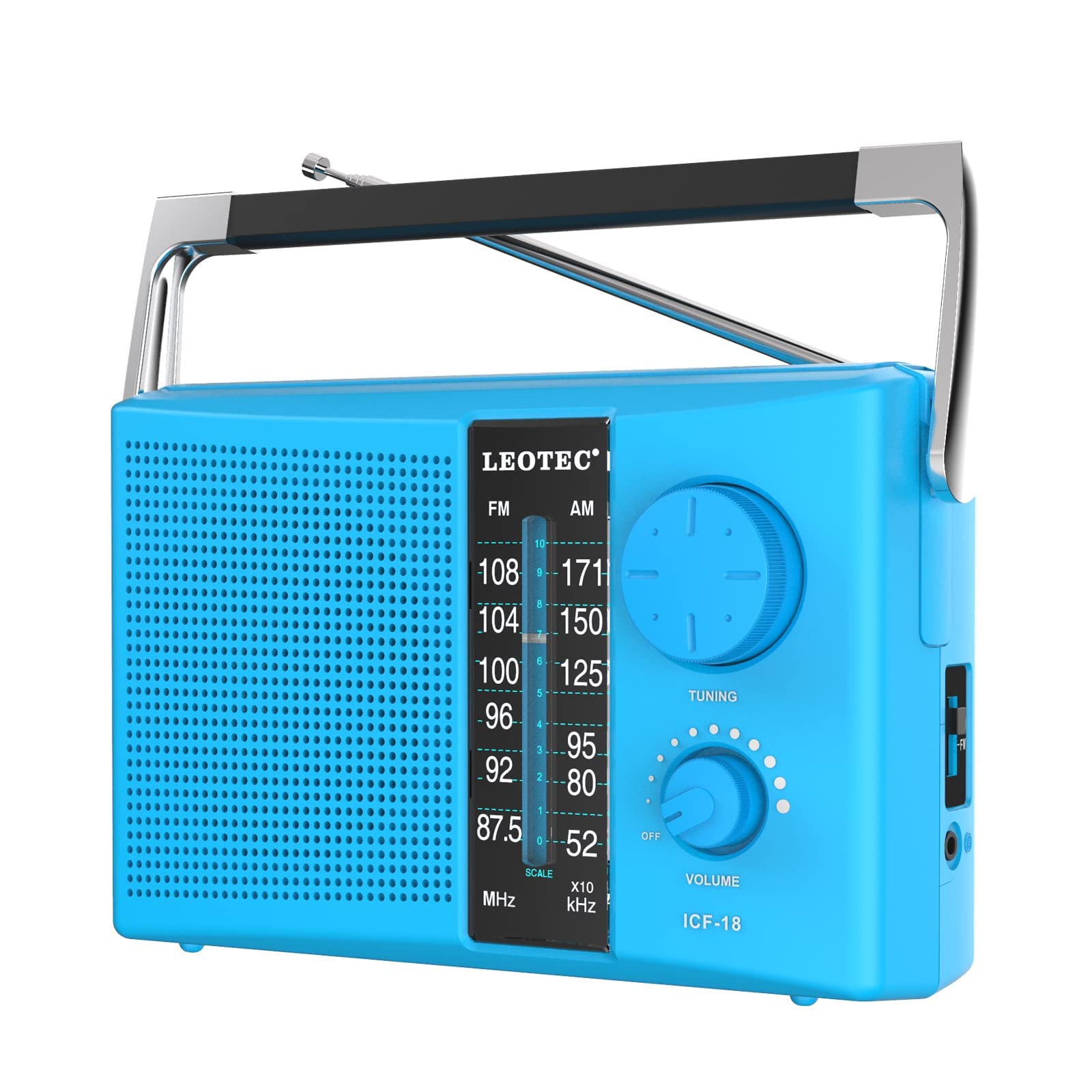 Leotec Am/Fm Radio With Best Reception, Ac Or Battery Operated Portable Radio With Big Speaker, Large Tuning Knob, Clear Dial, E