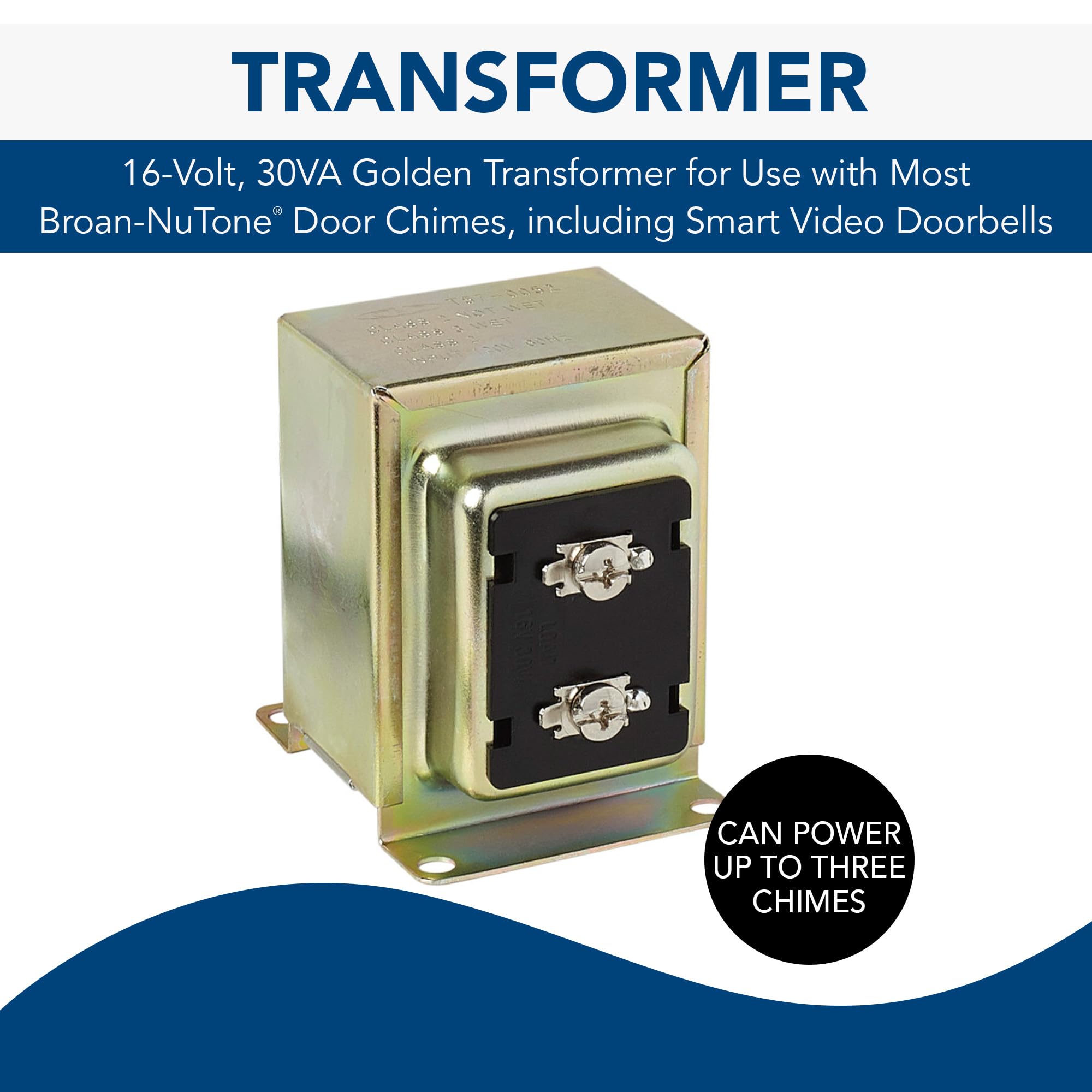 Broan Nutone C907 Doorbell Transformer Compatible With Smart Video Doorbells, Easy Installation Lock Or Wall Mount Door Chime, 1