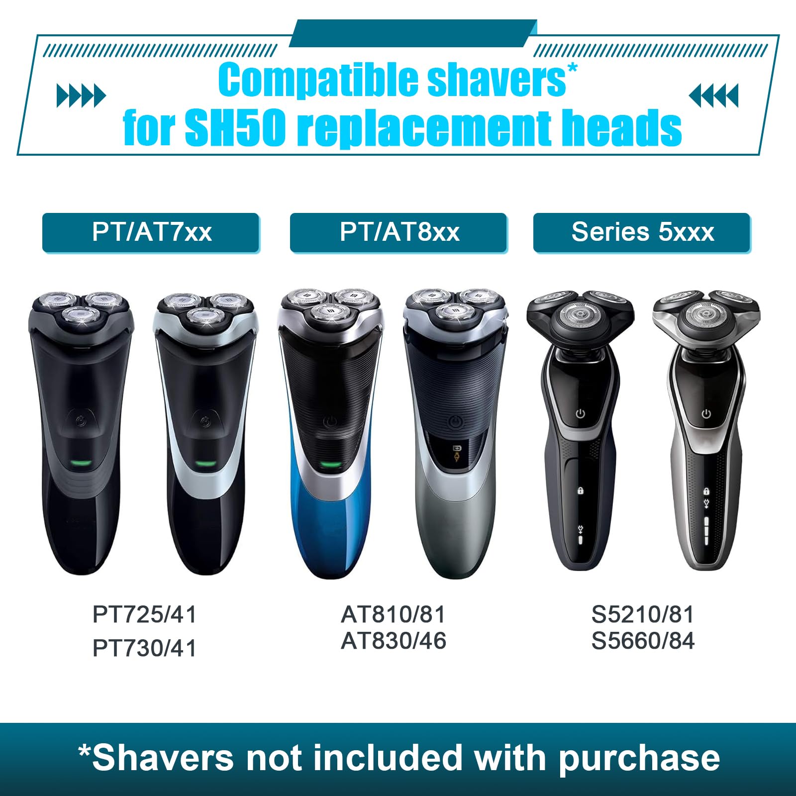 9 Pack Sh50 Replacement Head Compatible With Philips Norelco Series 5000