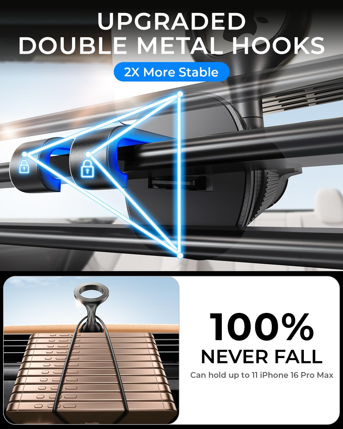 Mrglas For Magsafe Car Mount [ 2025 Upgraded 40 Strong Magnets] [360 Rotation] Air Vent Magnetic Phone Holder [Double Metal Hook