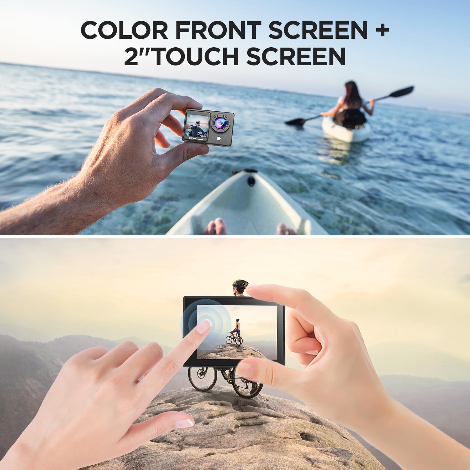 4K30Fps Dual Screen Action Camera, Pre Recording Hd 20Mp Touchscreen Video Camera, 131Ft Waterproof Cameras,2.4G Remote Control