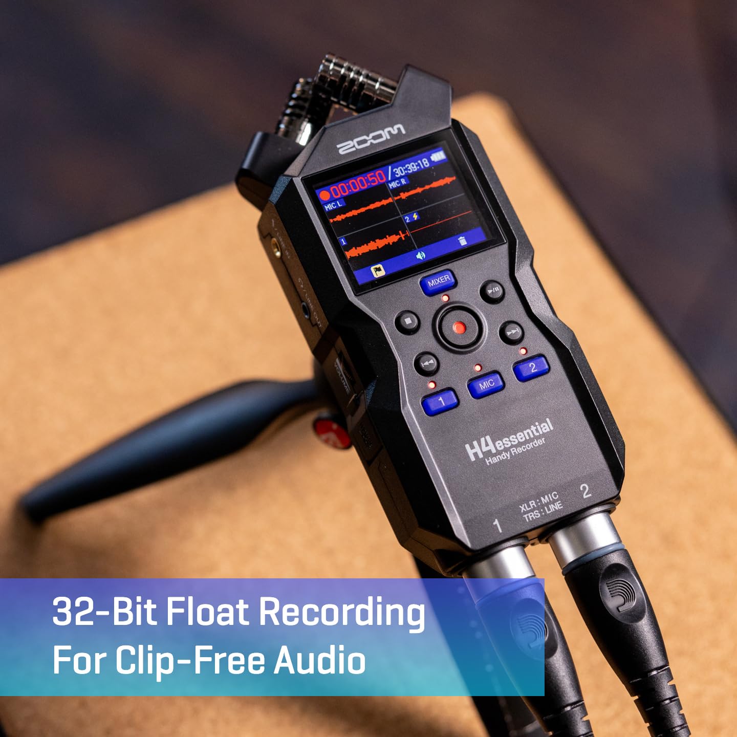 Zoom H4Essential 4-Track Handy Recorder (2024 Model, Essential Series) With 32-Bit Float, Accessibility, Stereo Microphones, 2 X
