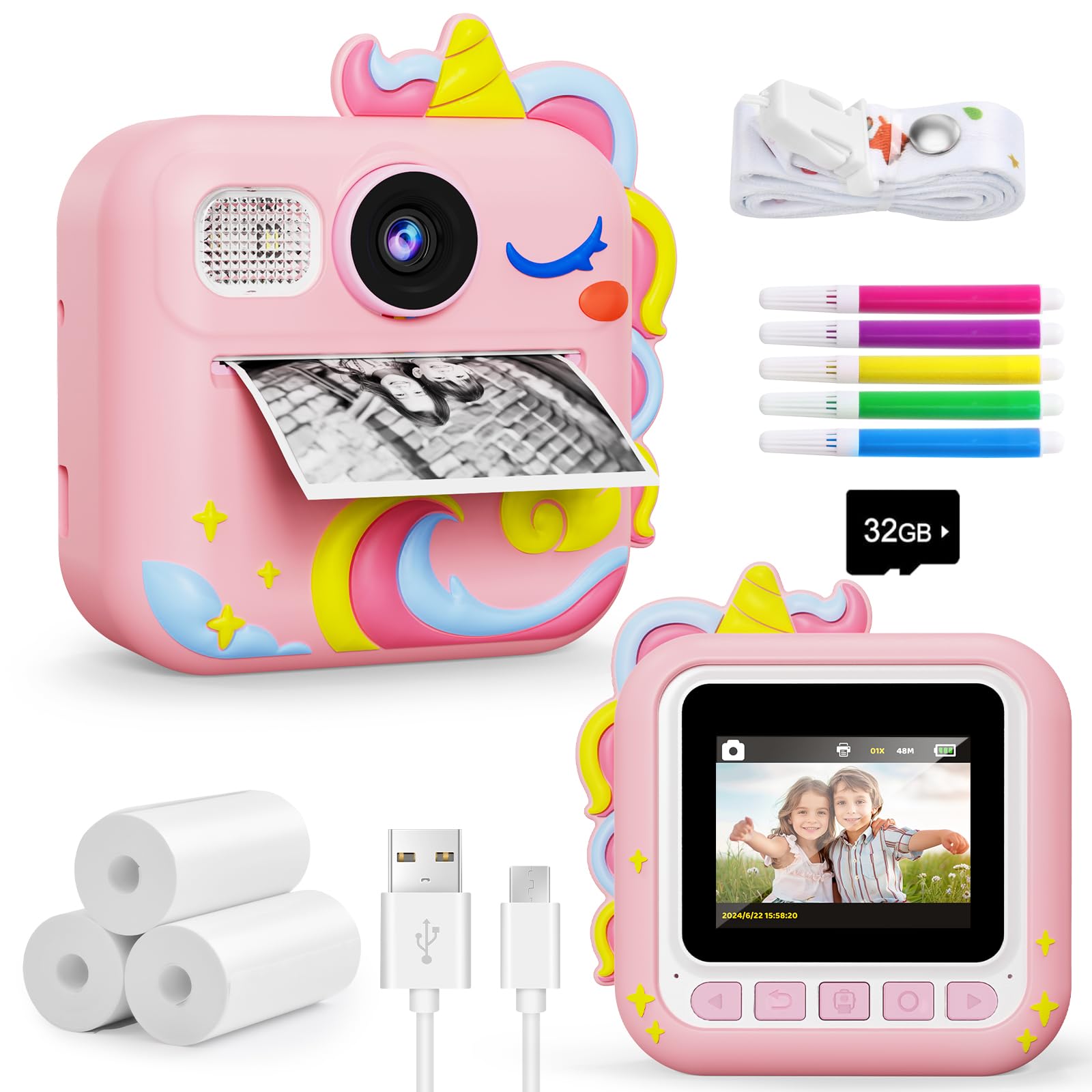 Kokodi Kids Camera Instant Print, Toddler Cameras Christmas Birthday Gifts For Girls Age 312, Digital Video Instant Print Camer