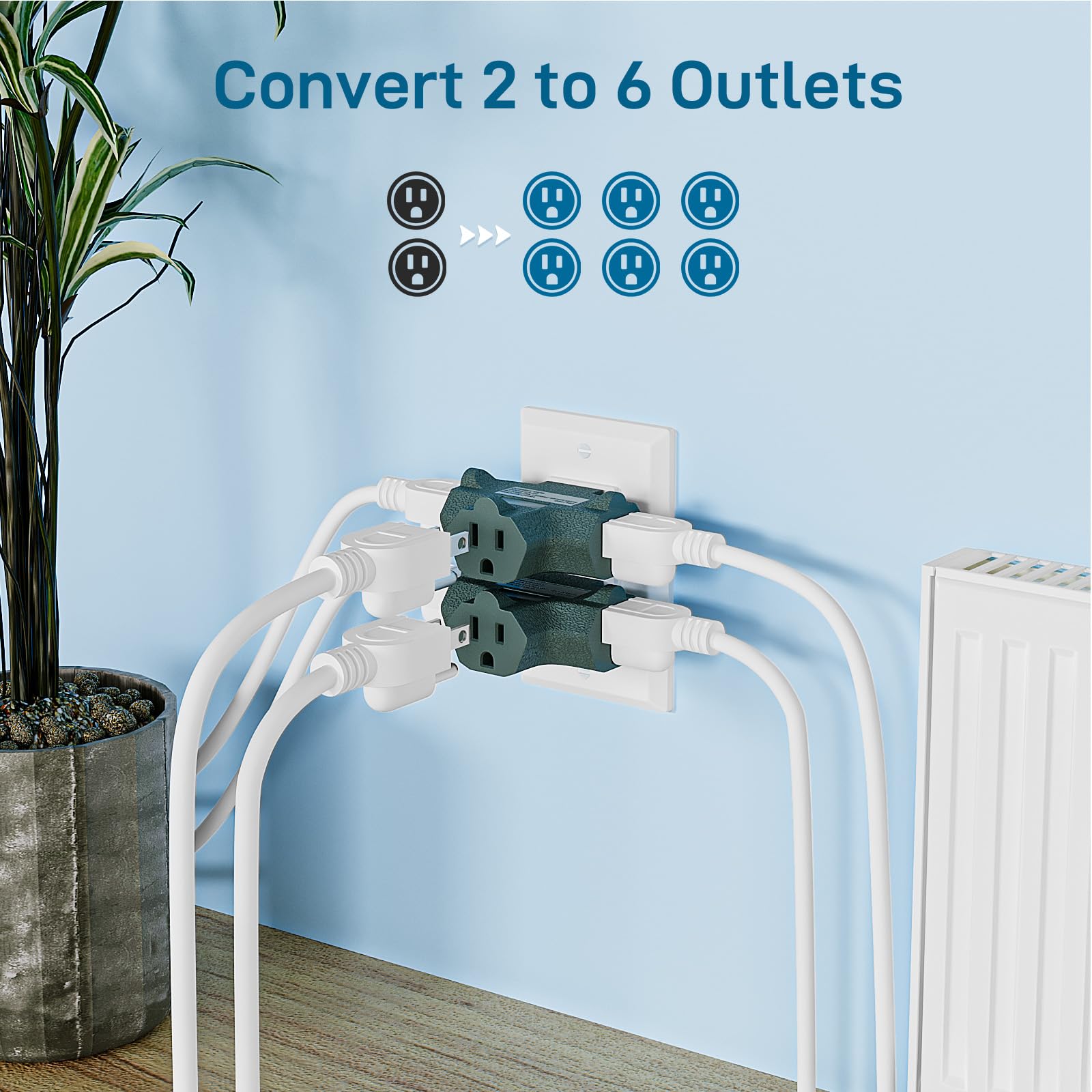 K Kasonic   3 Outlet Grounding Adapter, [Ul Listed] Plug Extender, Heavy Duty Grounded Power Tap   3 Pack (Green)