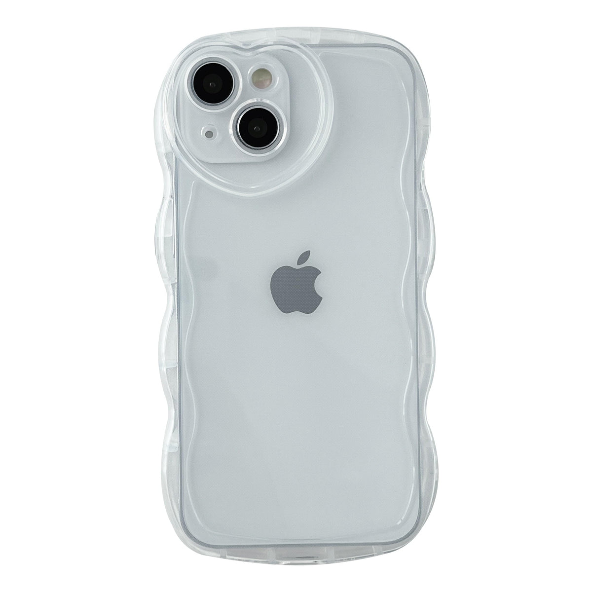 Caseative Curly Wave Shape Love Heart Camera Lens Protection Clear Soft Compatible With Iphone Case (White,Iphone Xr)