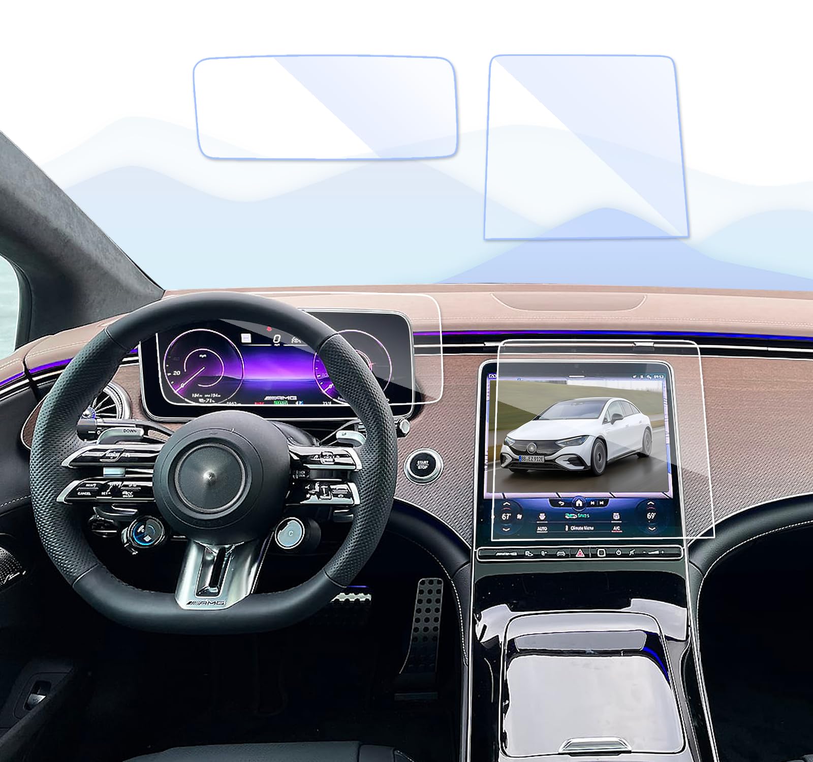 Ufgdsha 2Pcs 2023 2024 Mercedes Eqe 350 Suv Screen Protector Compatible With 2023 2024 Mercedes Benz Eqe 2022 2024 S Class Nav.1