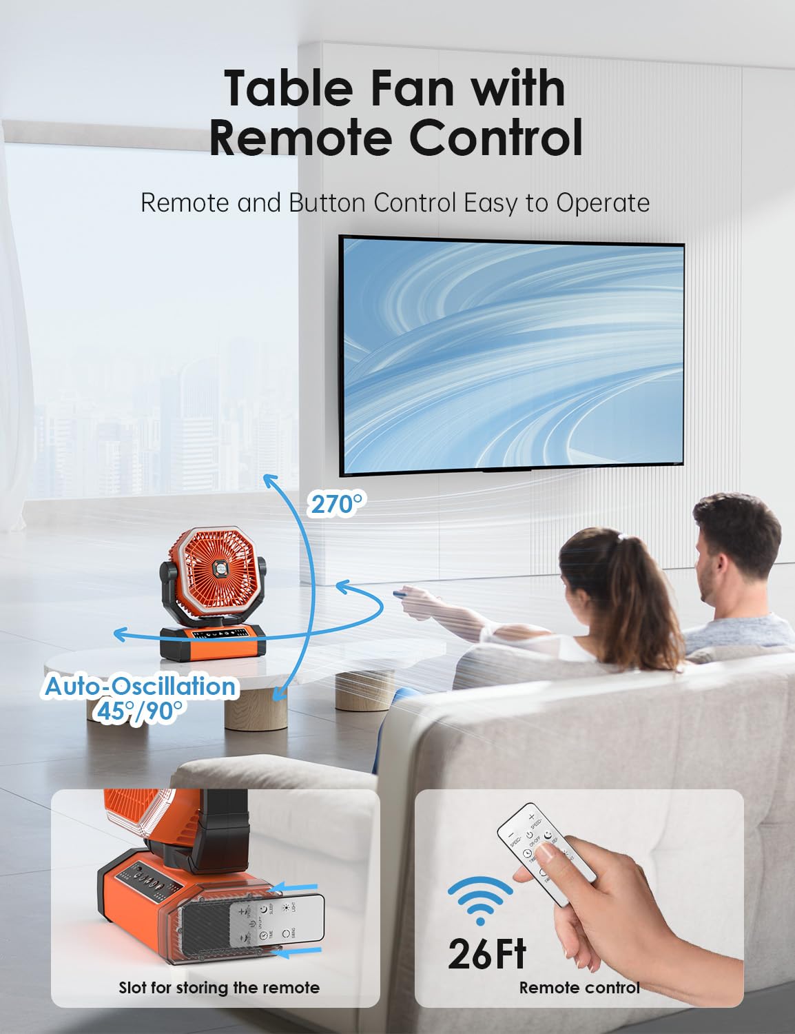 Battery Powered Fan   9 Inch Rechargeable Fan Portable, 10000Mah(30Hrs) Camping Fan For Tent, Auto Oscillation Cordless Fan, Ten