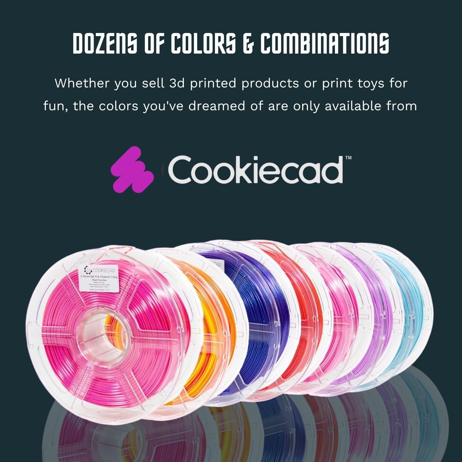 Cookiecad Silk Pla Filament 1.75Mm 1Kg Rainbow Multicolor 3D Printer Filament   Mermaid Silk Pla