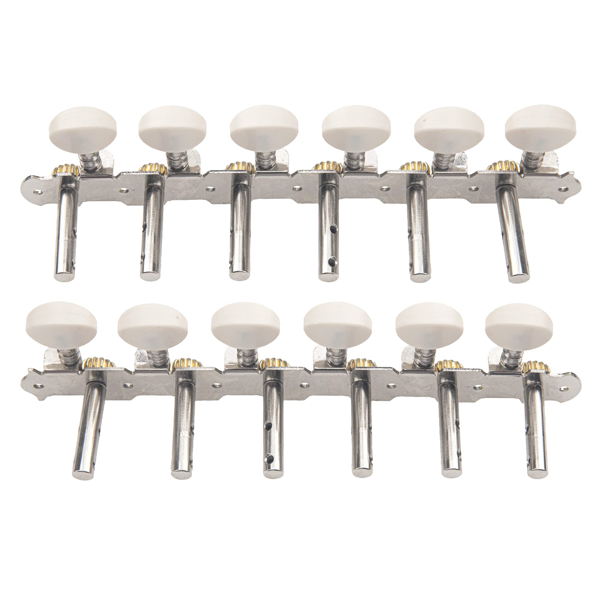 1Set Yootones 12 Strings Acoustic Guitar Tuning Pegs Machine Heads Single Hole Compatible With Acoustic Guitar Accessories (Silv