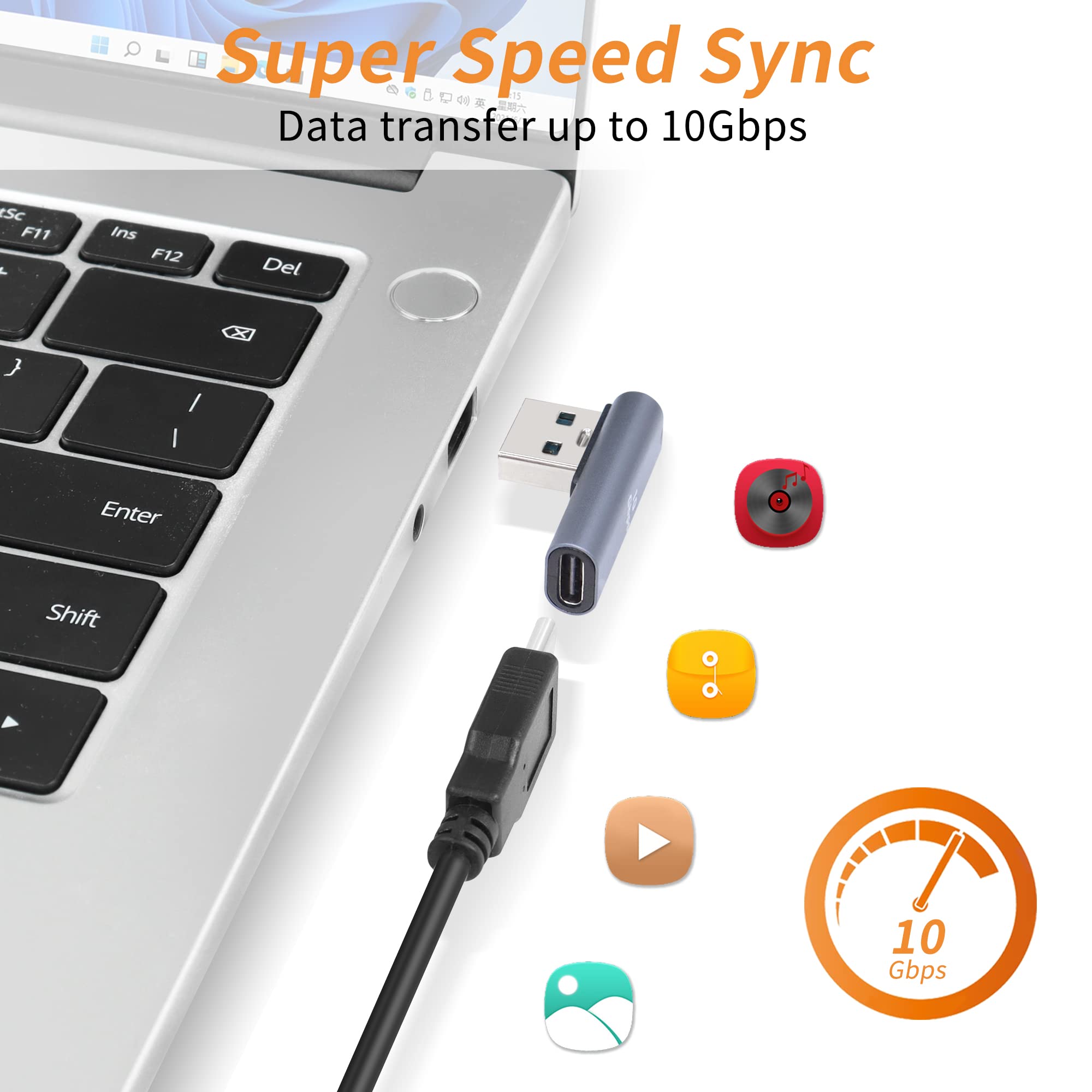 Qianrenon 90Usb 3.1 To Usb C Adapter Usb A Male To Type C Female Right Angle Coupler 10Gbps Otg Data Transfer Converter Connecto