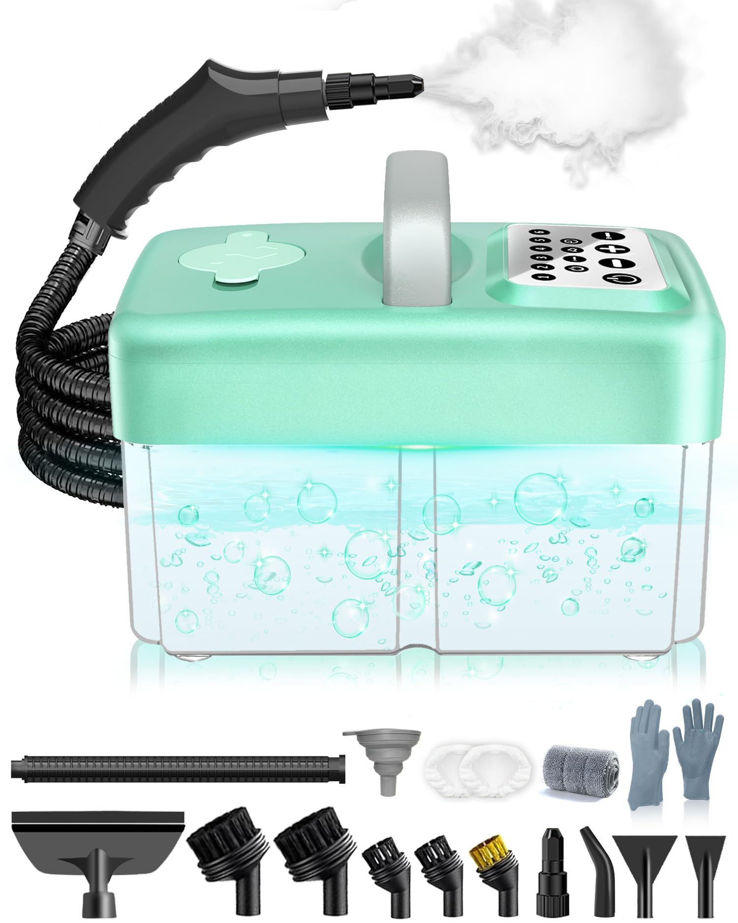 Mecmic Steam Cleaner  1600mL Tank, 15s HeatUp, 6Level, 18Pcs Accessories