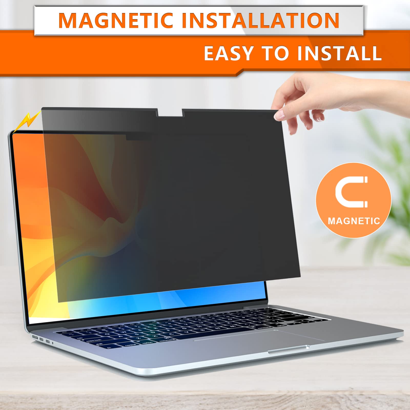 Zoegaa Macbook Air M2 Privacy Screen, Compatible With 2024/2023 Macbook Air M2 Privacy Screen Protector, Magnetic Removable Anti