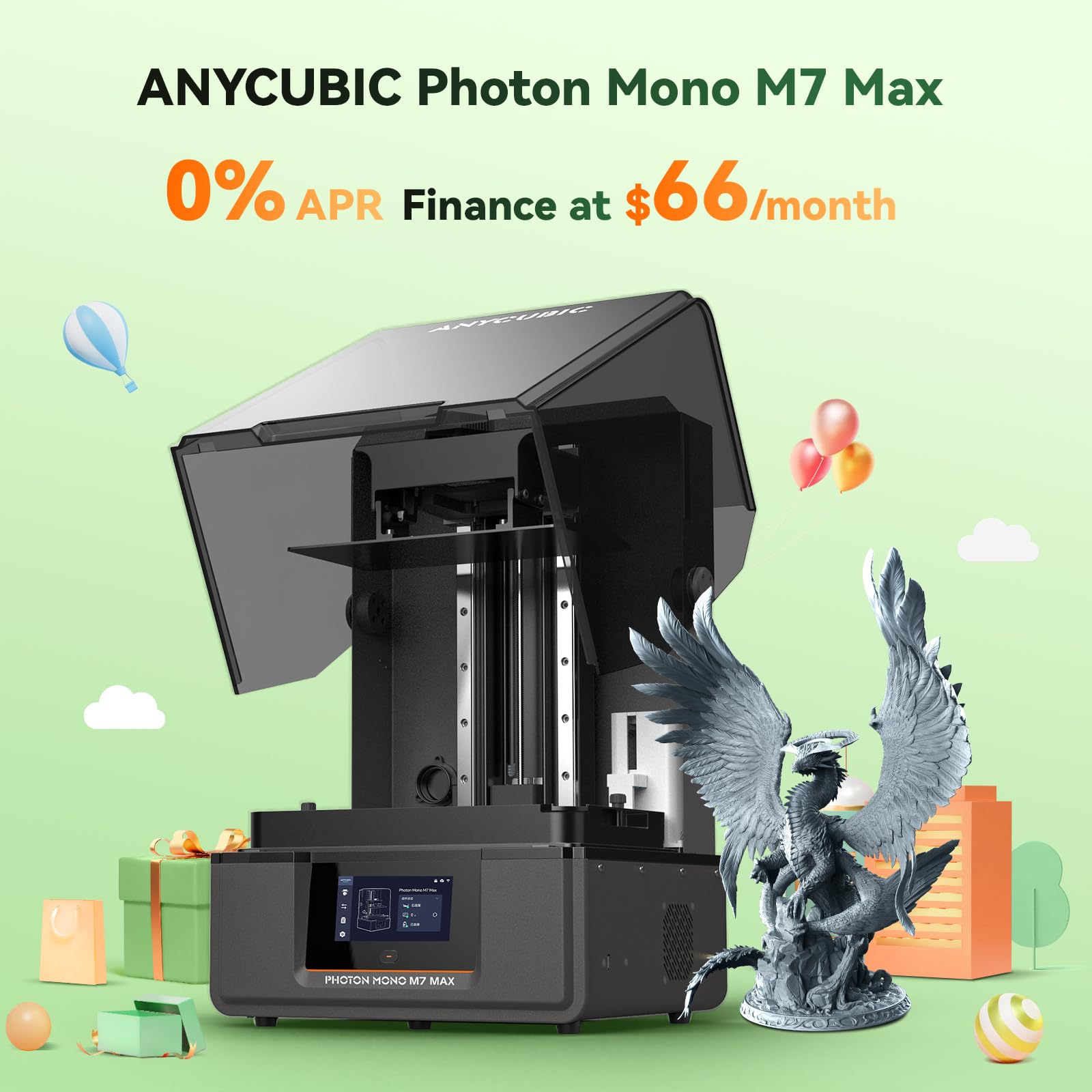 Anycubic Photon Mono M7 Max Resin 3D Printer, 13.6 7K Large Resin Printer With Cob Lighturbo 3.0, Flip Open Cover Design, Intell