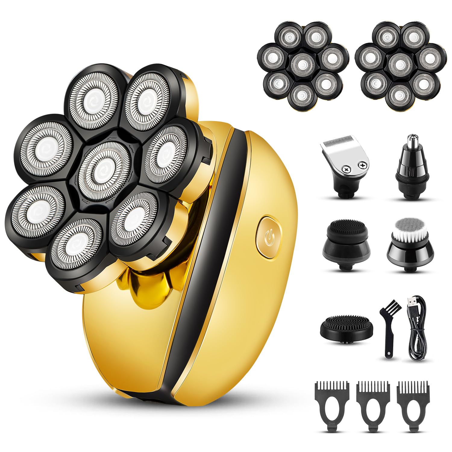 Votmoni 8D Head Shavers For Bald Men Electric Razor For Men Multifunctional Grooming 5 In 1 Wet Dry Rotary Shavers & Nose Ear Ha