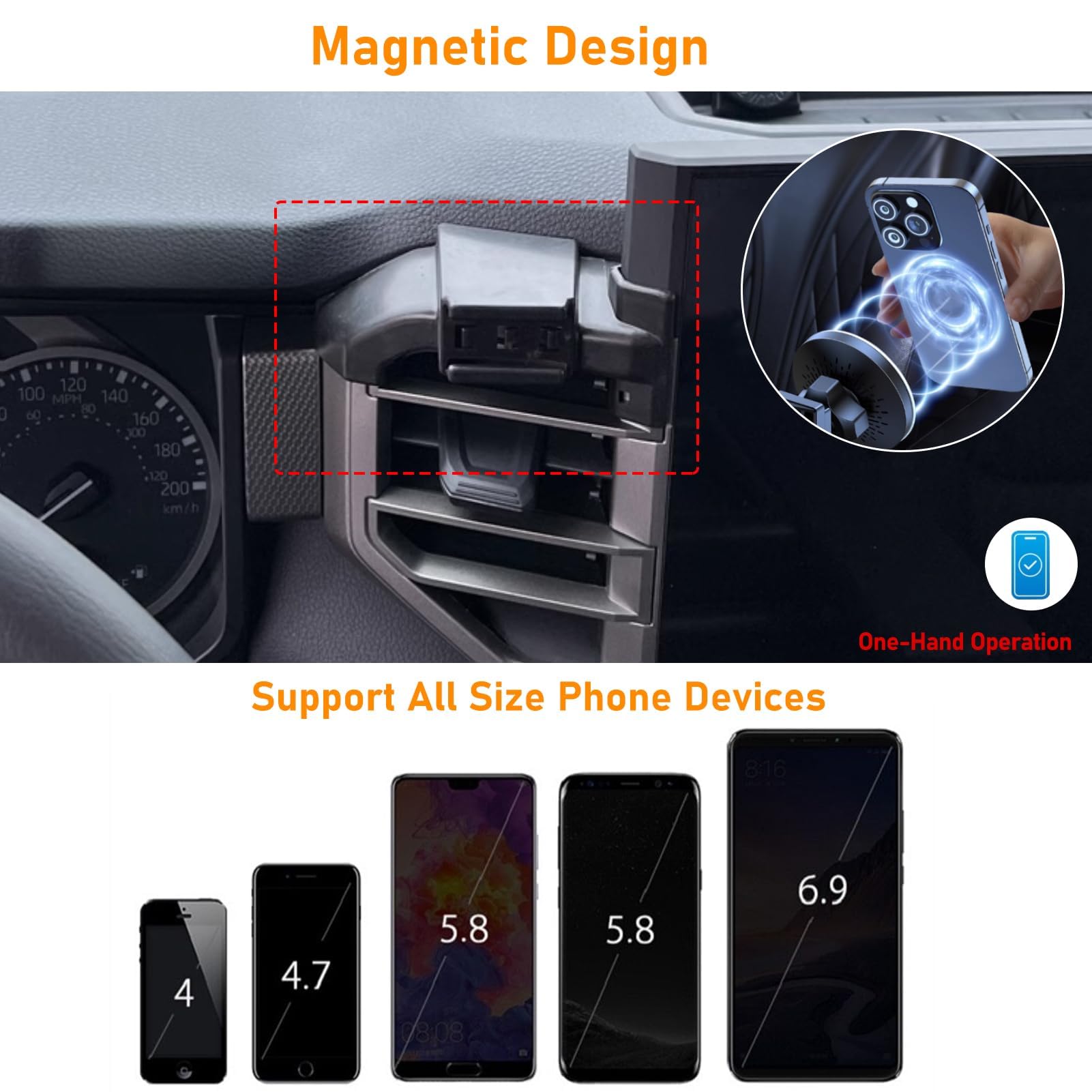 Apeser Compatible With Toyota Tundra Phone Holder 2022-2024 For Air Vent,3Rd Gen Tundra/Sequoia Phone Mount Magnetic Navigation