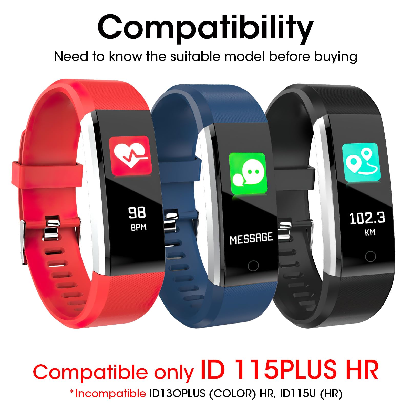 Hoeslaw Watch Bands Replacement For Id115Plus Hr, Very Fit Pro Activity Fitness Tracker Wrist Bands Set, Multicolor Veryfitpro S