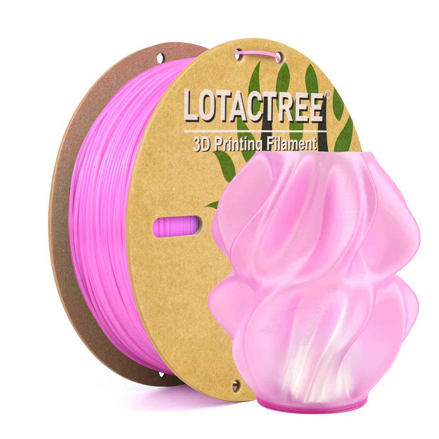 Lotactree Pink Translucent PLA Filament, 3D Printer Filament 1.75mm, Crystal Rose Pink Filament, Ice Light Transmission, 1KG Spo