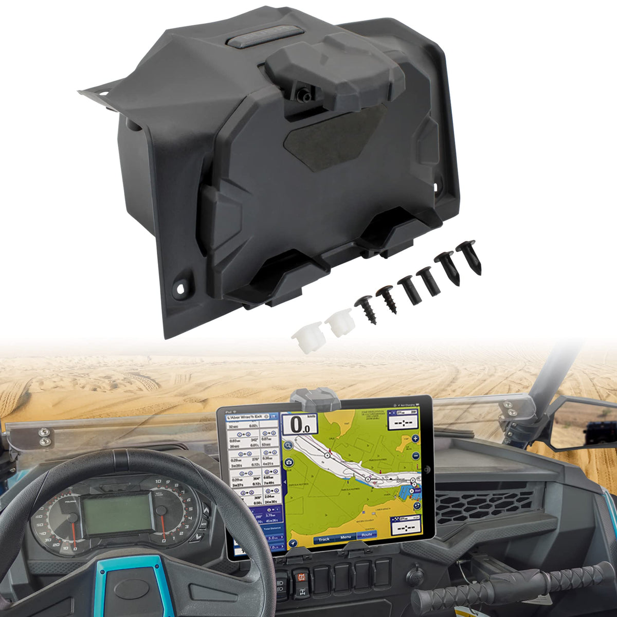 Sautvs Tablet Holder For Rzr Xp 1000/Turbo/Rzr Trail, Sporty Electronic Device Mount With Storage Box Phone Mount Tablet Holder