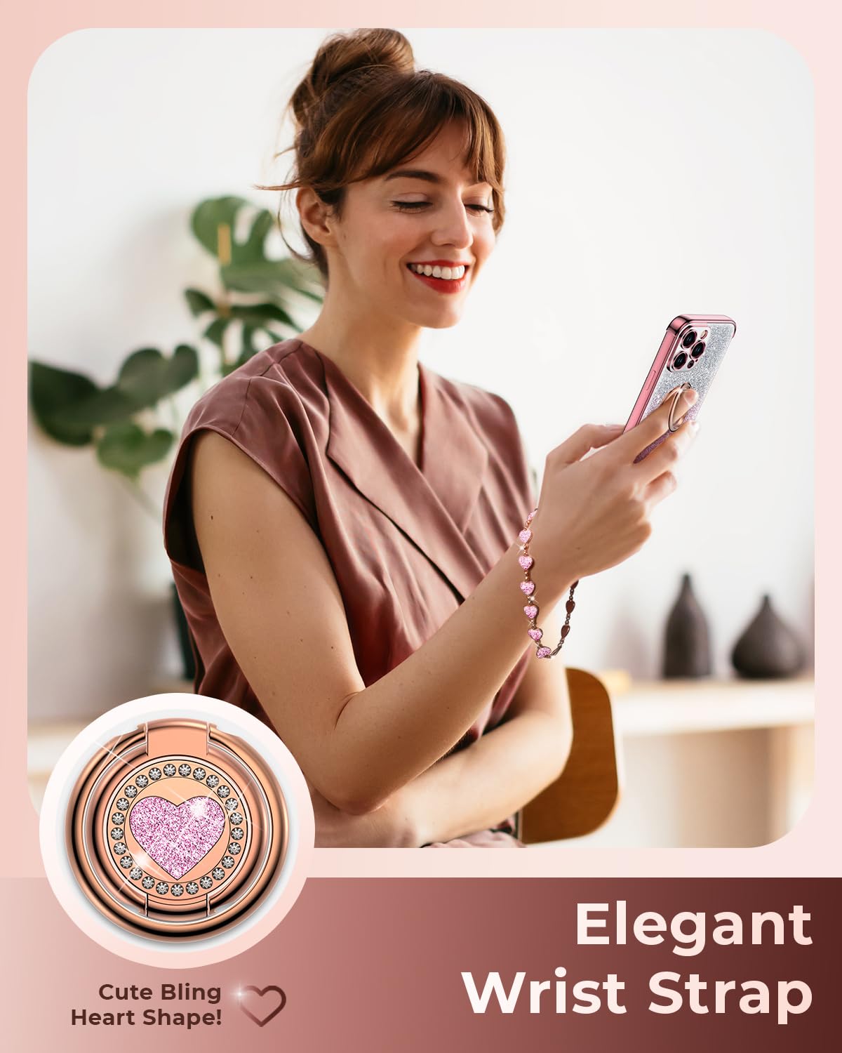 Xyz For Iphone 13 Pro Max Case With Stand, Phone Case With Double Ring Kickstand, Women Girls Bling Luxury Glitter Clear Phone C