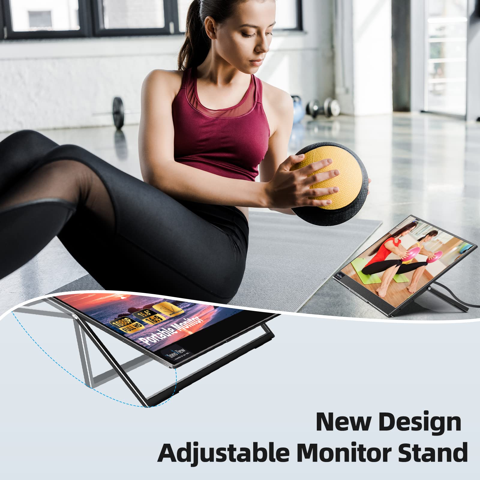 Innoview Portable Monitor 15.6' 1080P Portable Monitor For Laptop With Protective Sleeve Built In 90� Adjustable Stand Usb C Hdmi Ultra Slim Portable Laptop Monitor For Macbook Phone Ps Xbox Switch