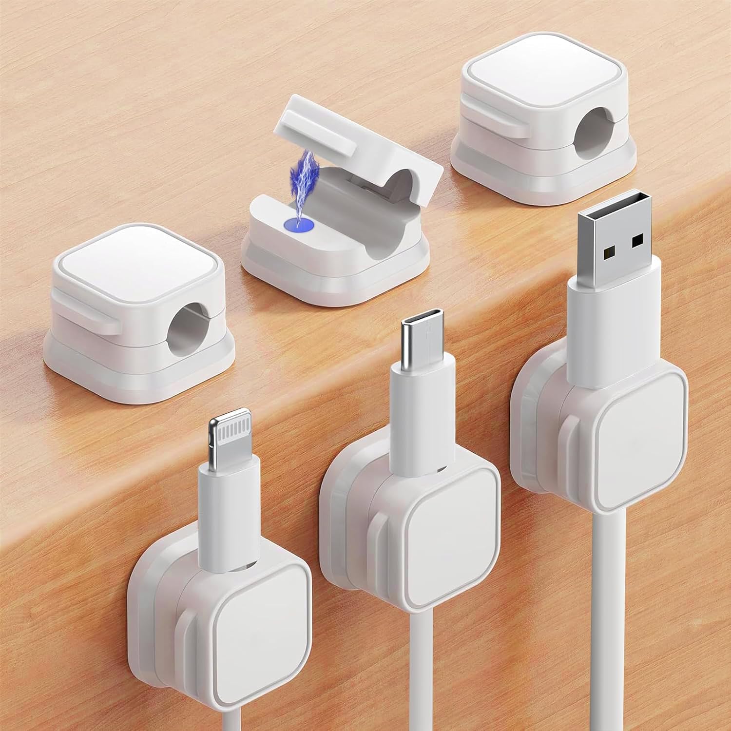Dhaval 6 Pack Magnetic Cable Clip Organizer Adhesive Cord Management For Usb Charger, Phone, Desktop, Car, Office, And Home  Ti