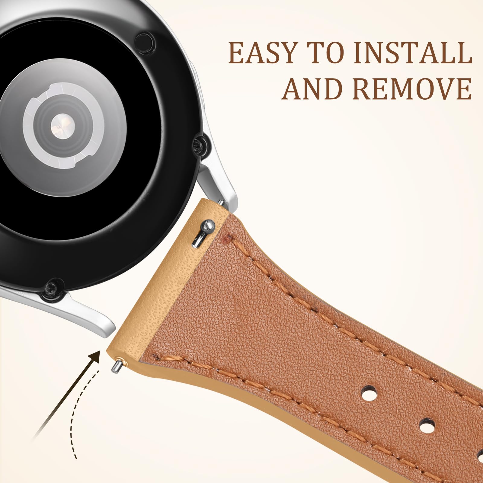 Geak Slim Leather Bands Compatible With Samsung Galaxy Watch 7 Band 40Mm 44Mm/Watch 6 5 4 Band 40Mm 44Mm/Watch Active 2/Watch 6