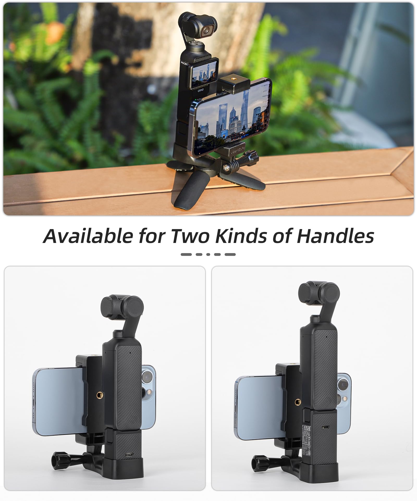 Osmo Pocket 3 Phone Holder+Osmo Pocket 3 Tripod,Front Smartphone Bracket Mount With 1/4 Screw Adapter Compatible With Dji Osmo Pocket 3 Expansion Accessories