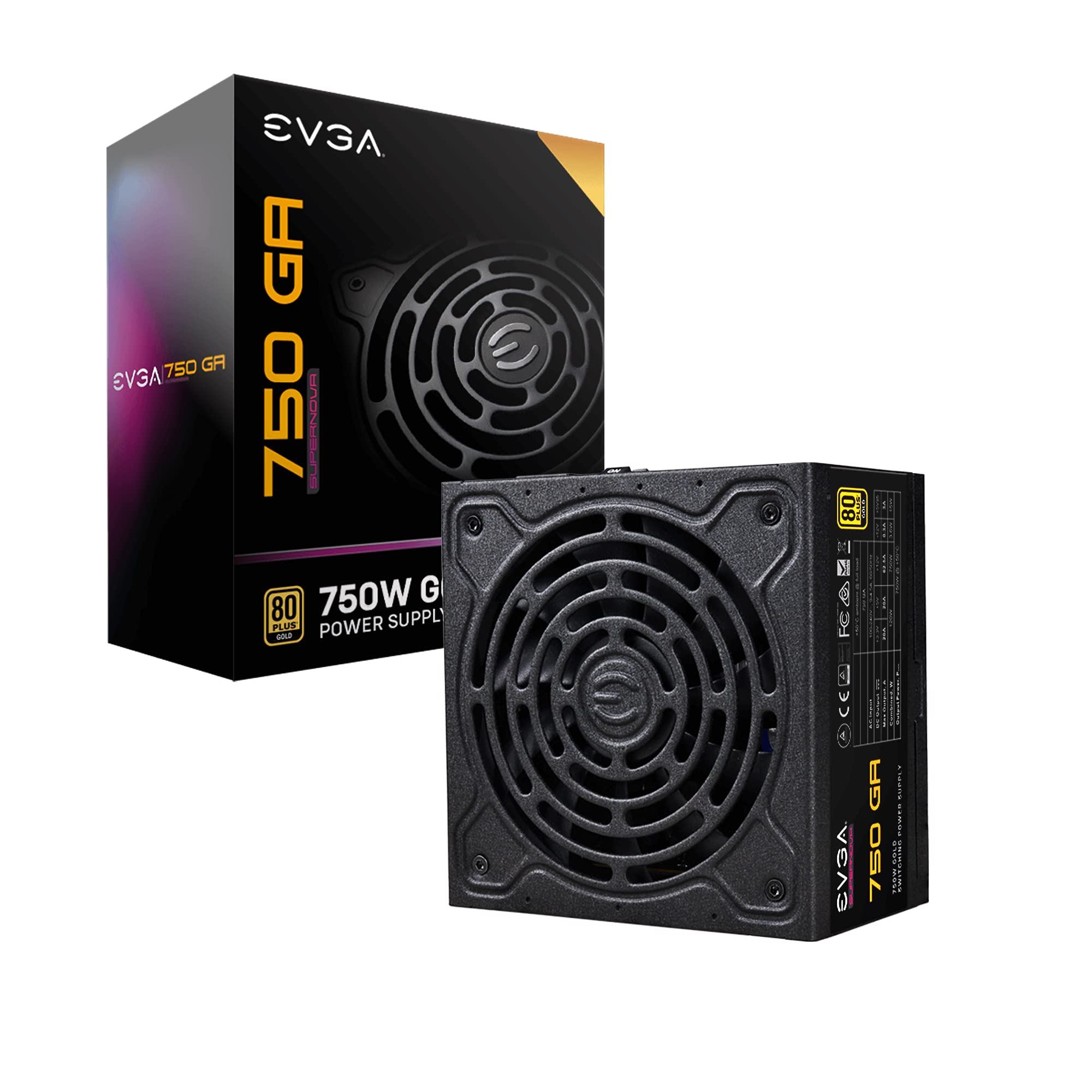Evga 220 Ga 0750 X1 Super Nova 750 Ga, 80 Plus Gold 750W, Fully Modular, Eco Mode With Dbb Fan, 10 Year Warranty, Compact 150Mm 