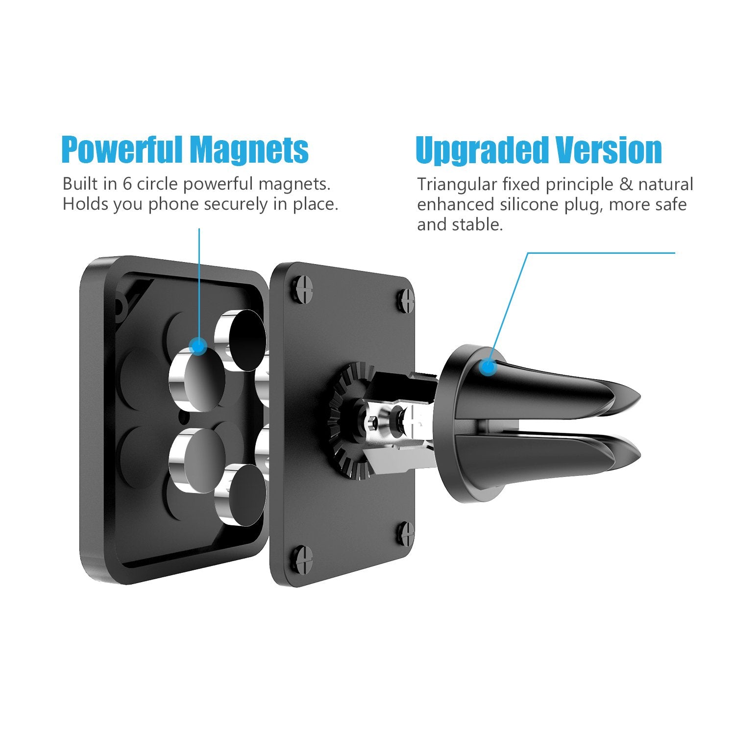 Wixgear Universal Air Vent Magnetic Phone Car Mount Holder For Cell Phones With Fast Swift Snap Technology, Magnetic Cell Phone