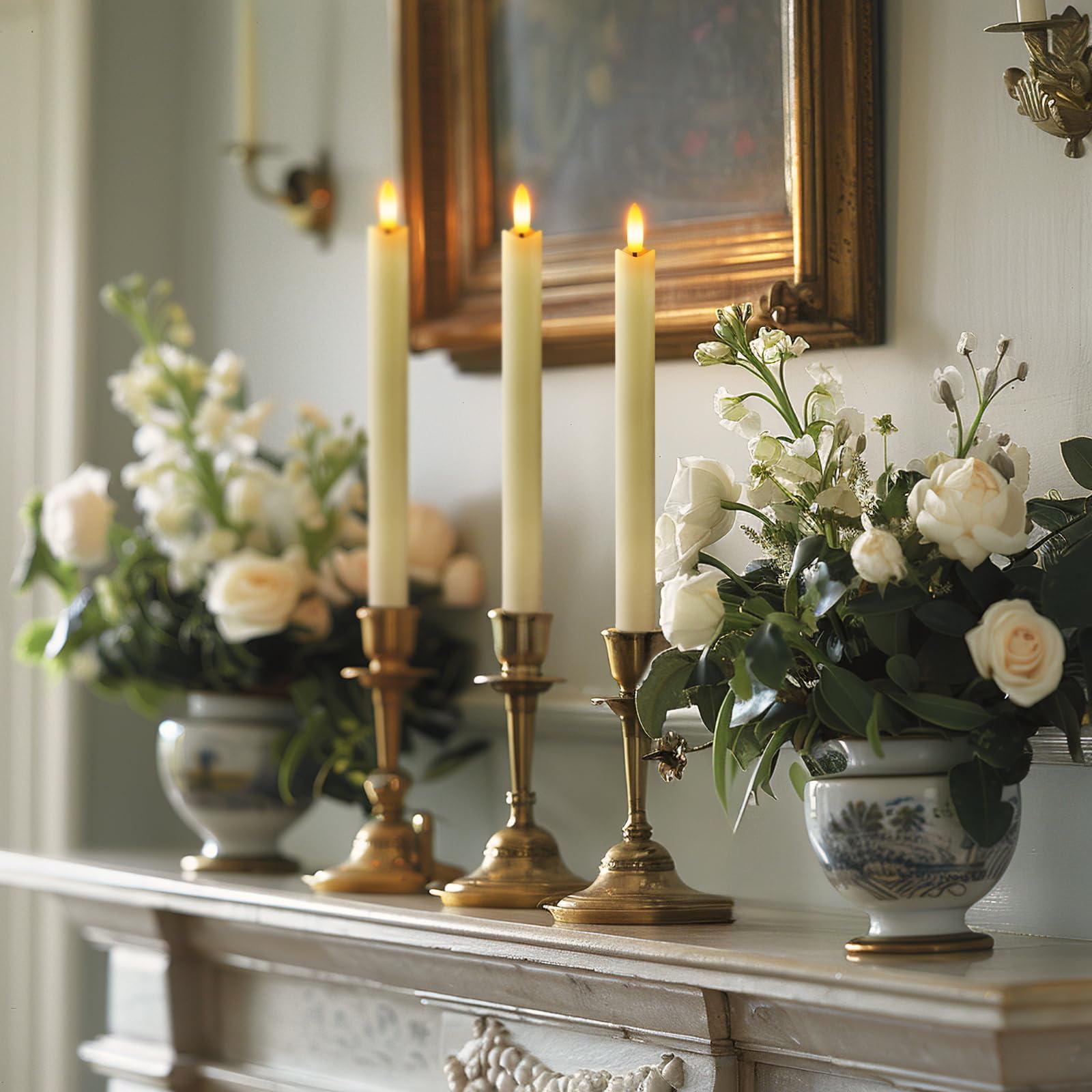 Homemory Rechargeable Flameless Taper Candles, Real Waxy Led Candlesticks Flickering, Battery Operated Candles With Remote Timer