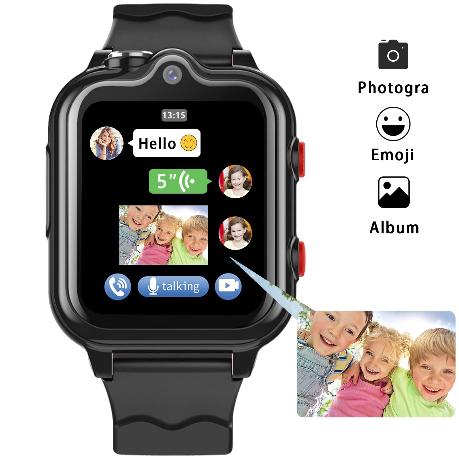 Ddioyiur Smart Watch For Kids, 4G Kids Gps Watch With Wifi, Sms, Call, Voice Video Chat, Bluetooth, Audio Recording, Alarm, Pedo