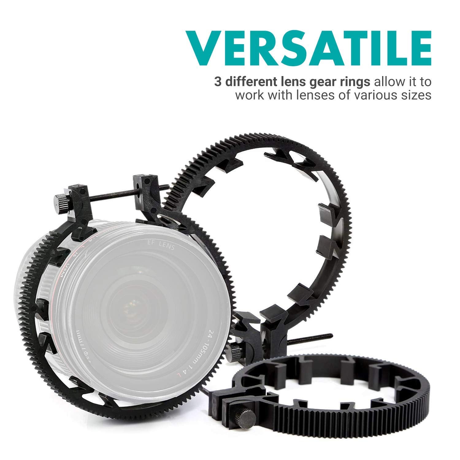 Movo F2X Precision Follow Focus System With Hard Stops And 65Mm, 75Mm, 85Mm Adjustable Gear Rings