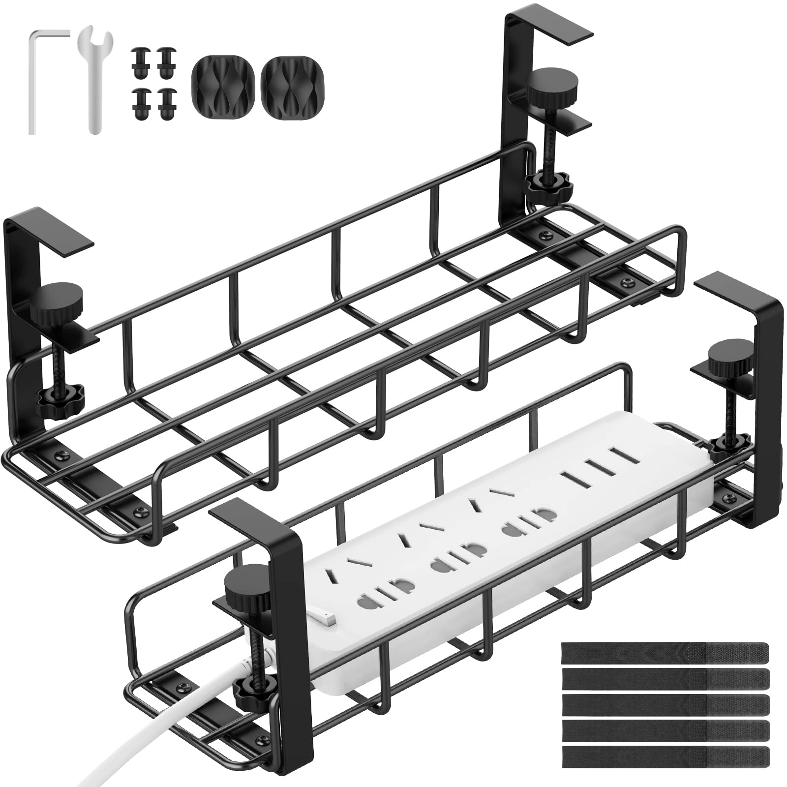 Under Desk Cable Management Tray, 31.5'' No Drill Steel Desk Cable Organizers, Wire Management Tray Cable Management Rack, Desk Cable Tray With Wire Organizer And Desk Cord Organizer