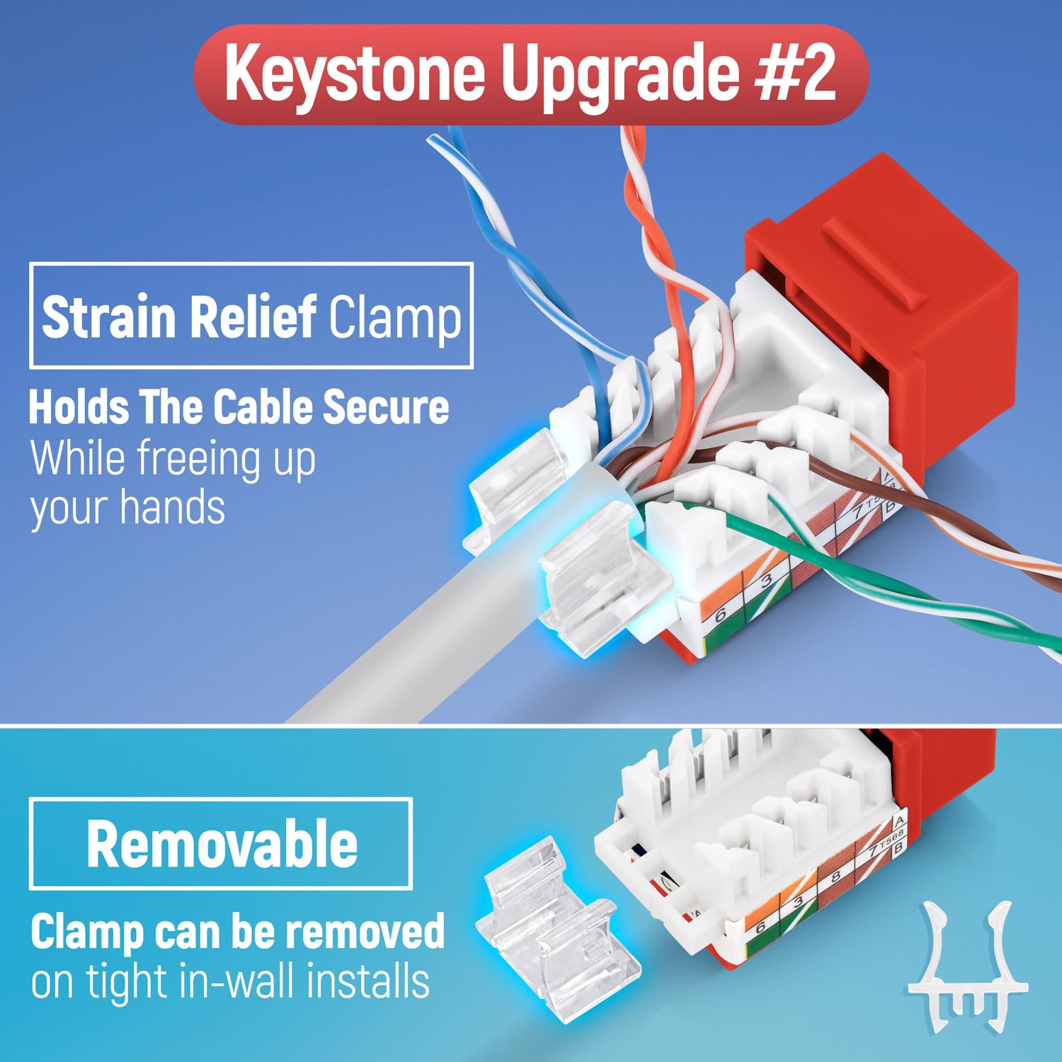 Everest Media Solutions 45 Angled Cat6A Keystone Jack In Orange   Slim Profile, Utp Rj45 Female Ethernet Connector   Compatible