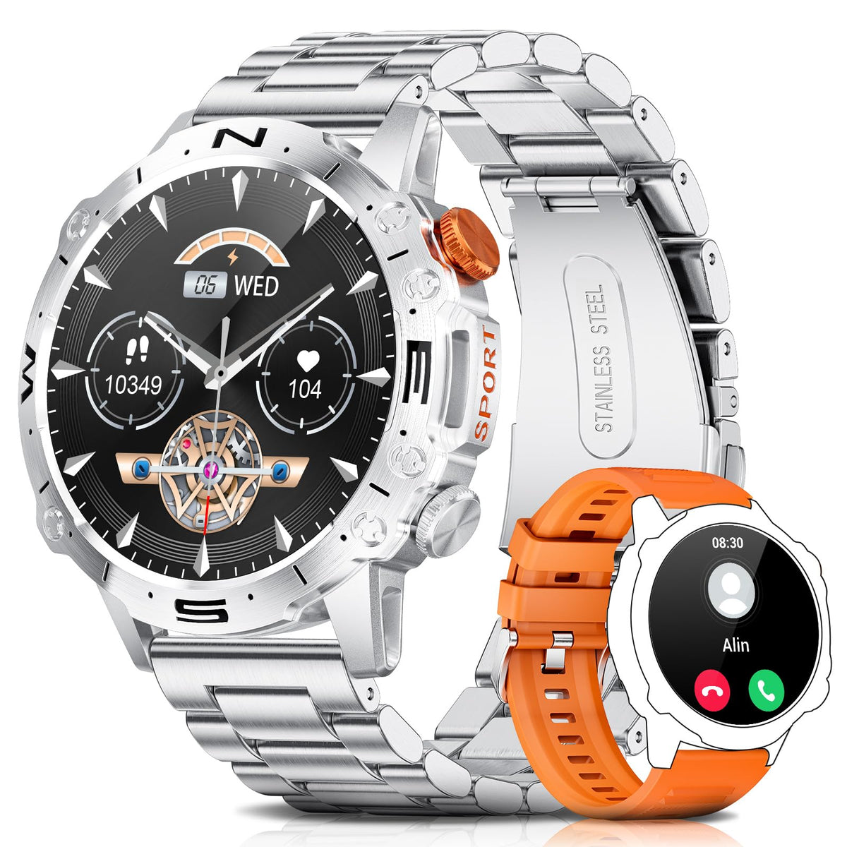 Foxbox Smart Watch For Men With Bluetooth Call/Dial, 1.43 '' Amoled Always-On Display Ip68 Waterproof Smartwatch For Android Ios