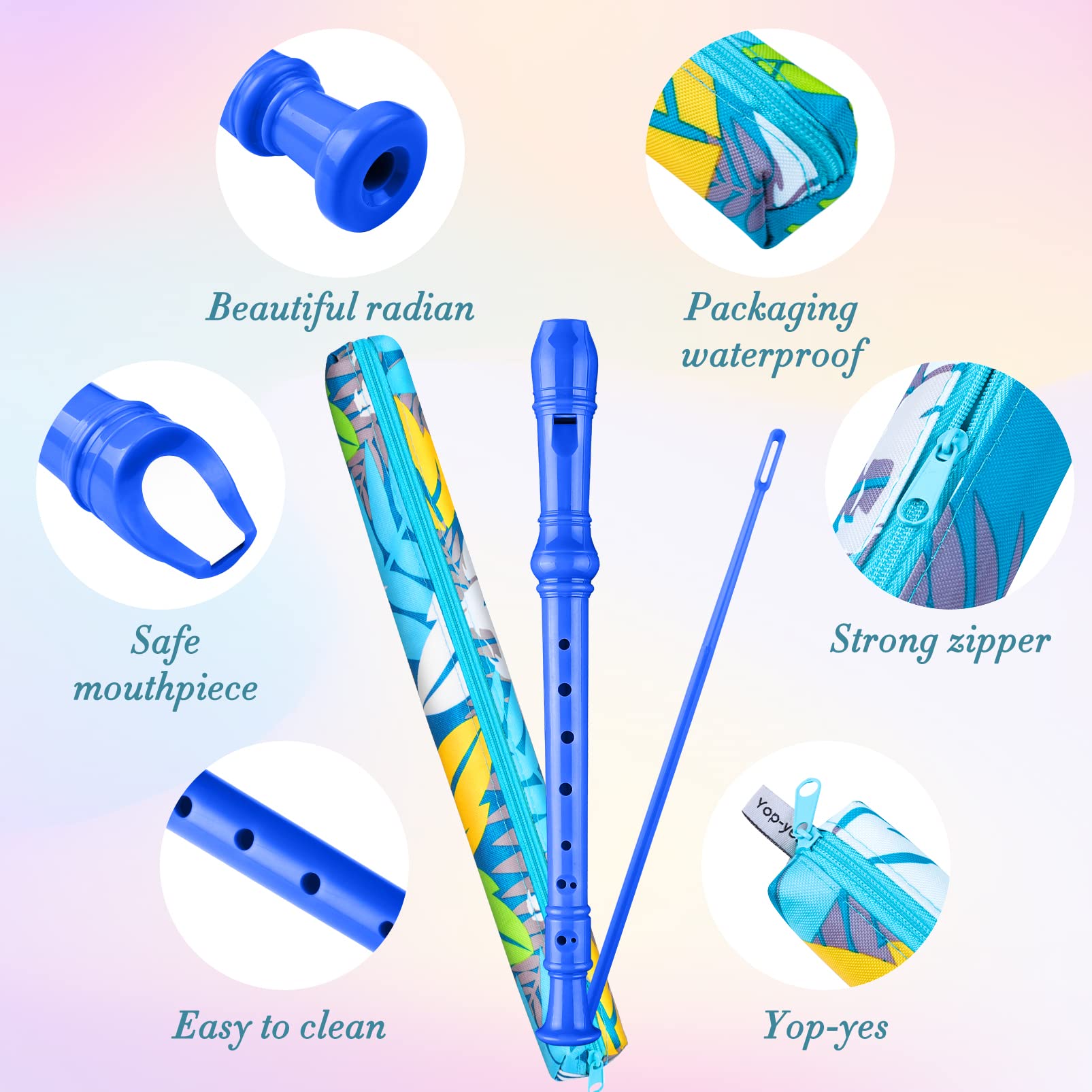 Soprano Recorder Instrument For Kids Beginners Student German Fingering C Key Recorder Instrument 3 Piece With Cleaning Rod And