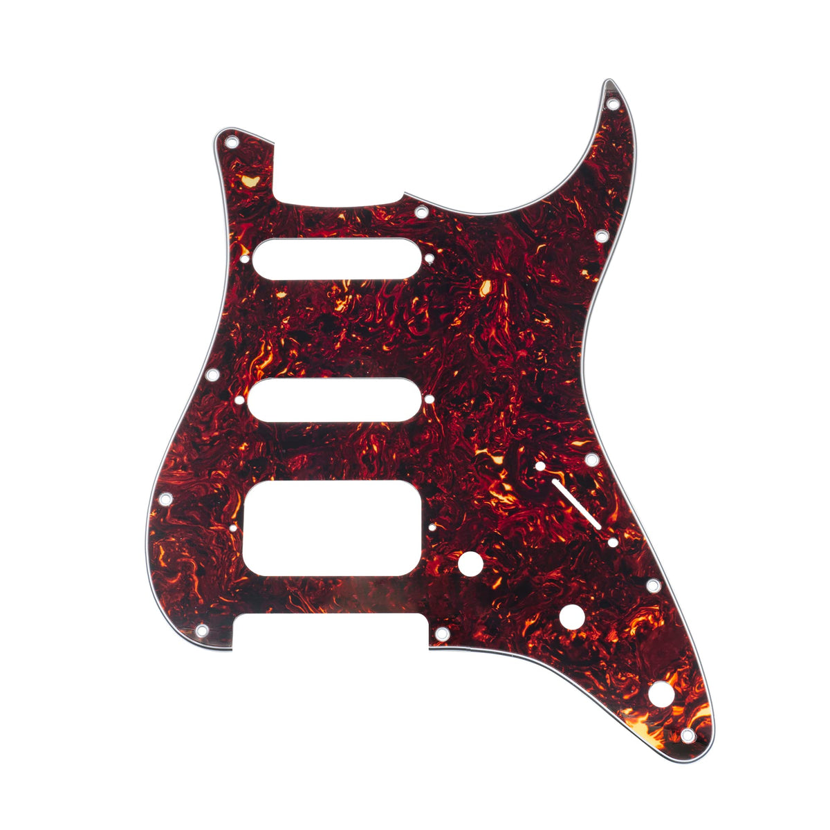Musiclily Pro 11 Hole Round Corner Hss Guitar Strat Pickguard For Usa/Mexican Stratocaster Open Pickup, 4Ply Tortoise