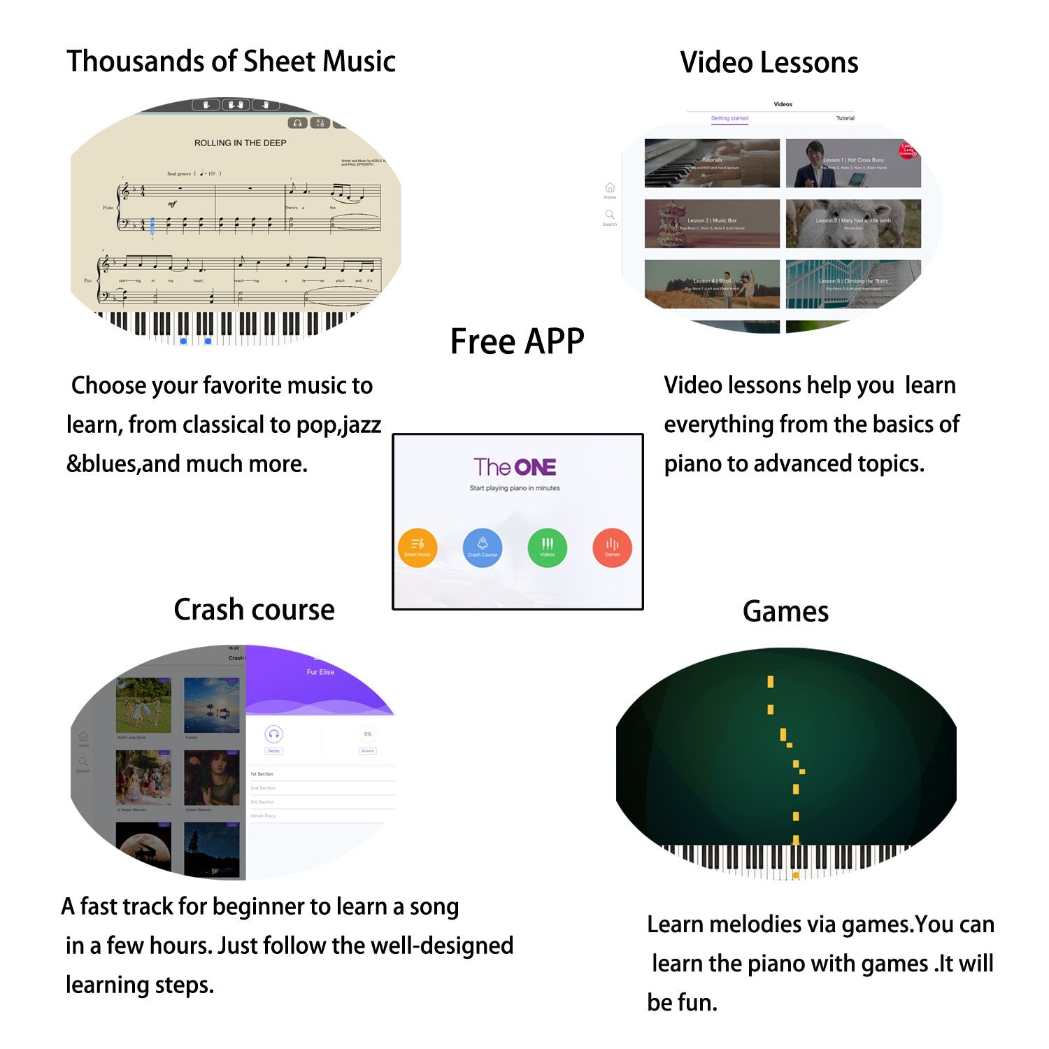The One Smart Piano 61-Key Portable Light Keyboard, Usb Midi Electronic Keyboard Piano - Onyx Black